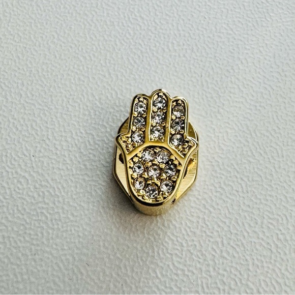 Keep Collective Hamsa Hand Charm - Gold Pave Crystal Bracelet Slider - Picture 1 of 3
